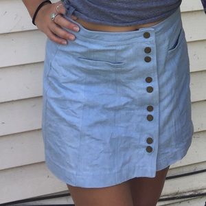 LIGH BLUE Jean Button Up Skirt